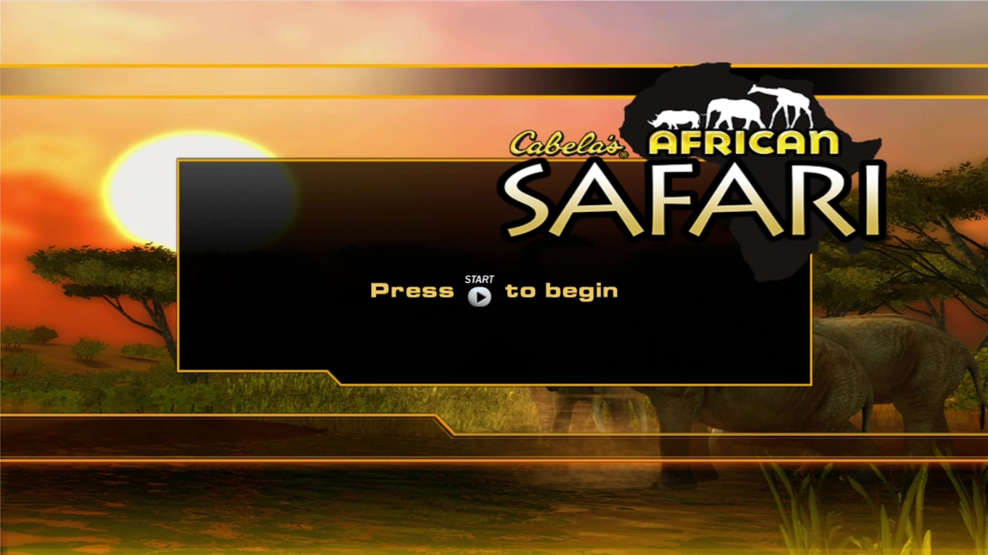 Cabela's African Safari title screen for Xbox 360